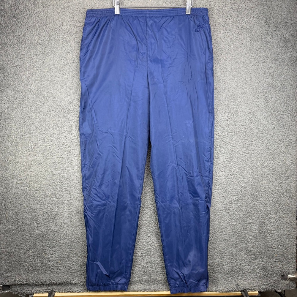 Nike Mens Vintage 90s Windbreaker Track Pants Navy Blue Large Nylon Joggers L